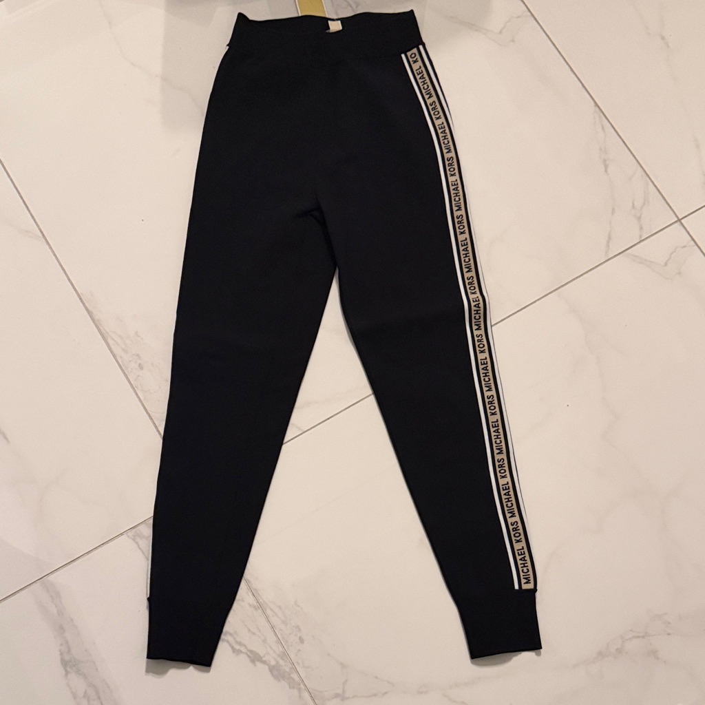 Michael Michael Kors Black Legibg Jogger With Cream Logo Tag
